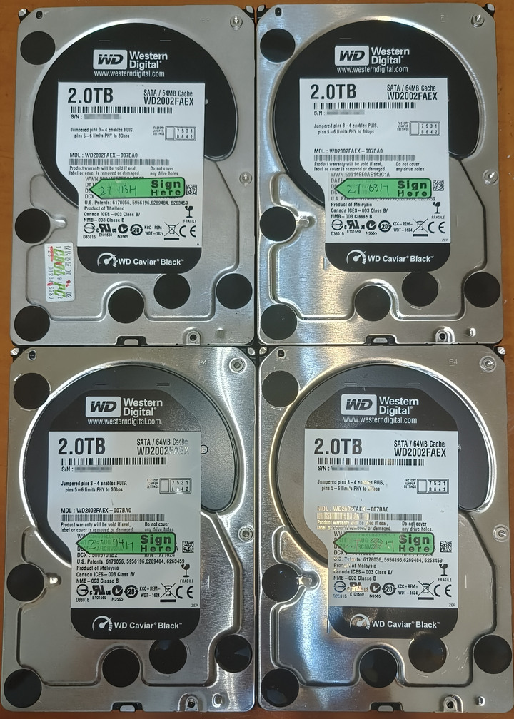 WD 黑標 2TB (WD2002FAEX) SATA3 3.5吋 2TBx4顆 共 8TB