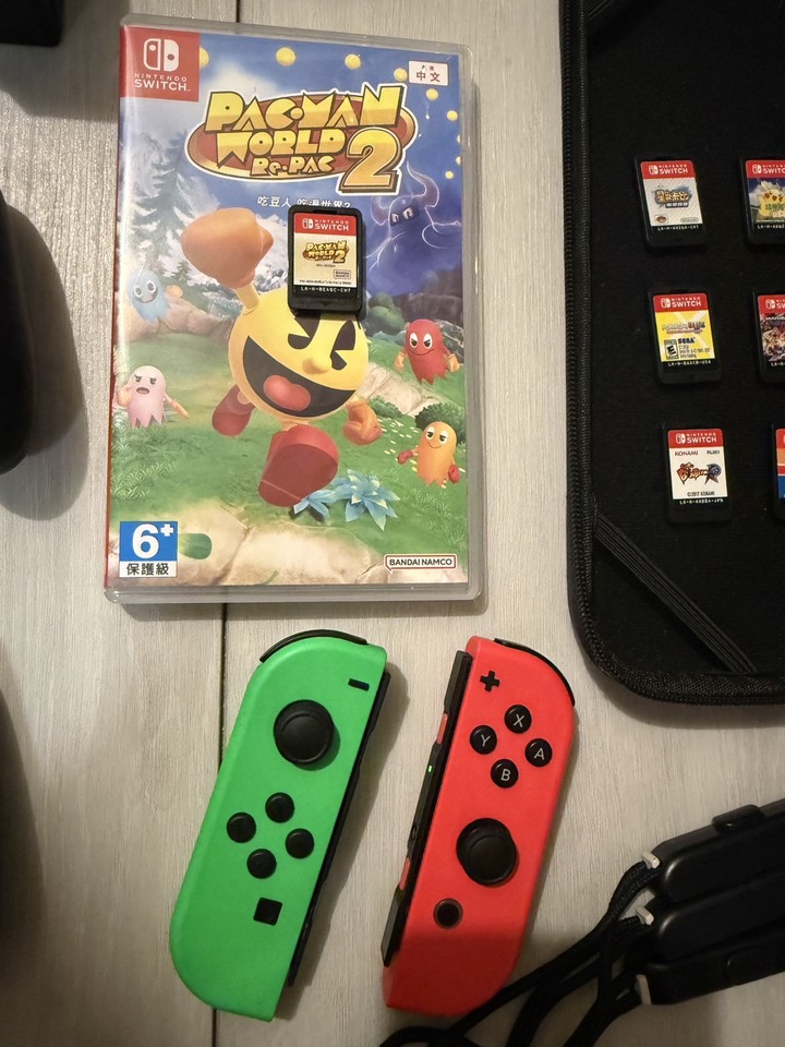 [ 全收可議 ] Switch 一般版 + 二對手把 + 2握把 吃豆人 星之卡比 皮卡丘 2 魔法氣泡 瑪利歐賽車8 炸彈超人 舞力全開