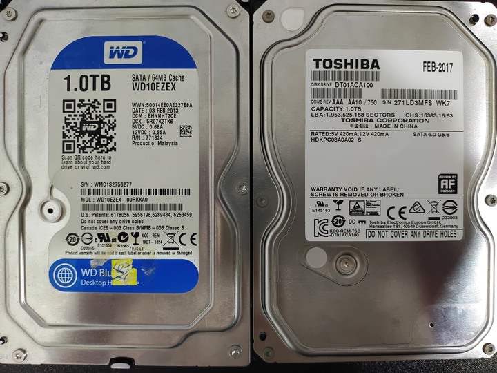 1TB容量 3.5吋機械硬碟(HDD) 健康度100% *兩顆一起賣