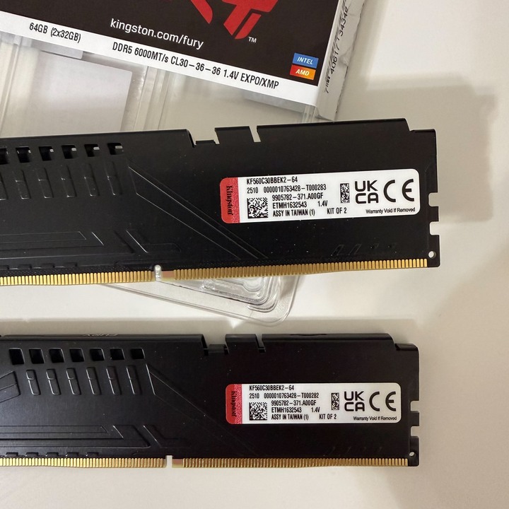 Kingston 金士頓 桌上型超頻記憶體 64GB(雙通32GB*2) DDR5-6000/CL30 FURY Beast 黑 (獸獵者)