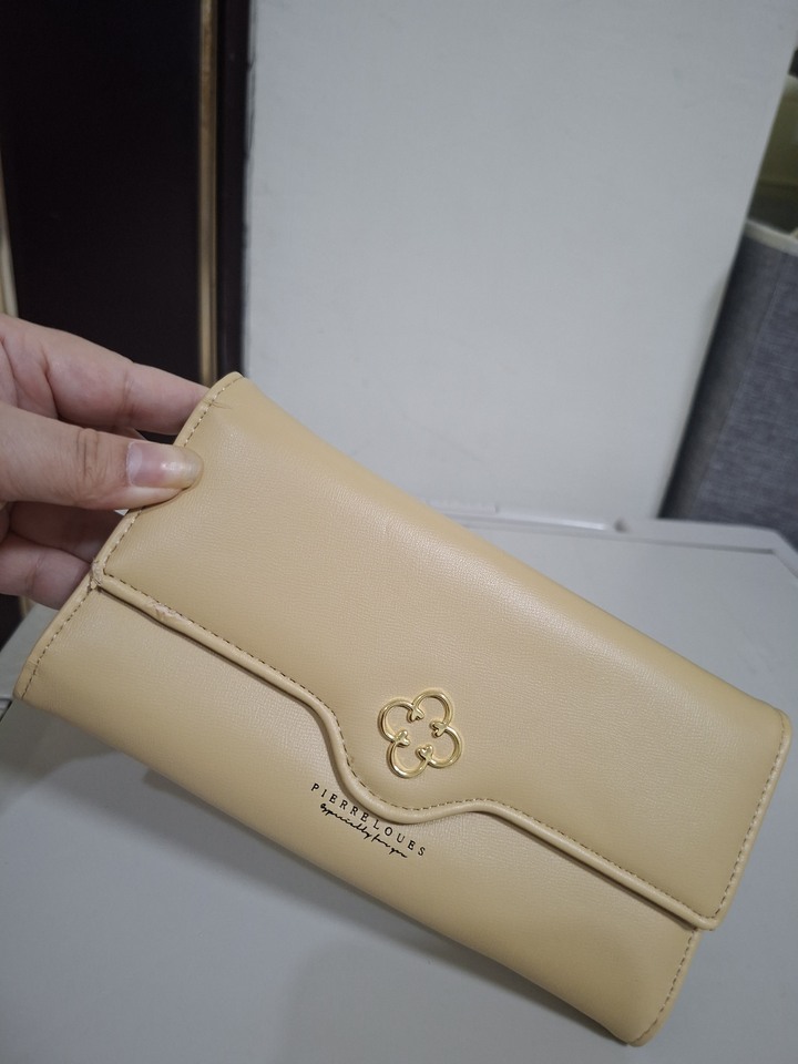 天藍小舖 長夾皮夾錢包 鈕扣款