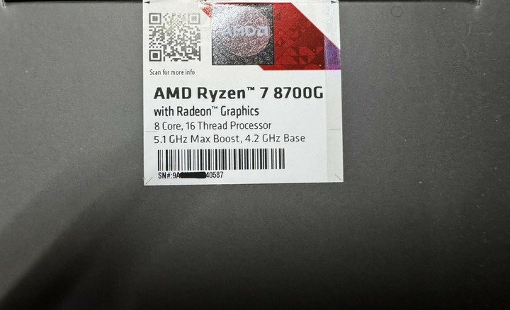 AMD Ryzen 7-8700G 4.2GHz 8核心(盒)