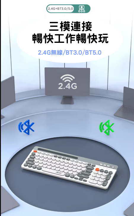 宏碁Acer 藍芽無線鍵盤 Typrc-C 連接 無線三模 內建電池可充電