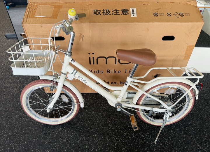 iimo 兒童腳踏車 16吋 適用身高100cm以上, 白色, 72cm