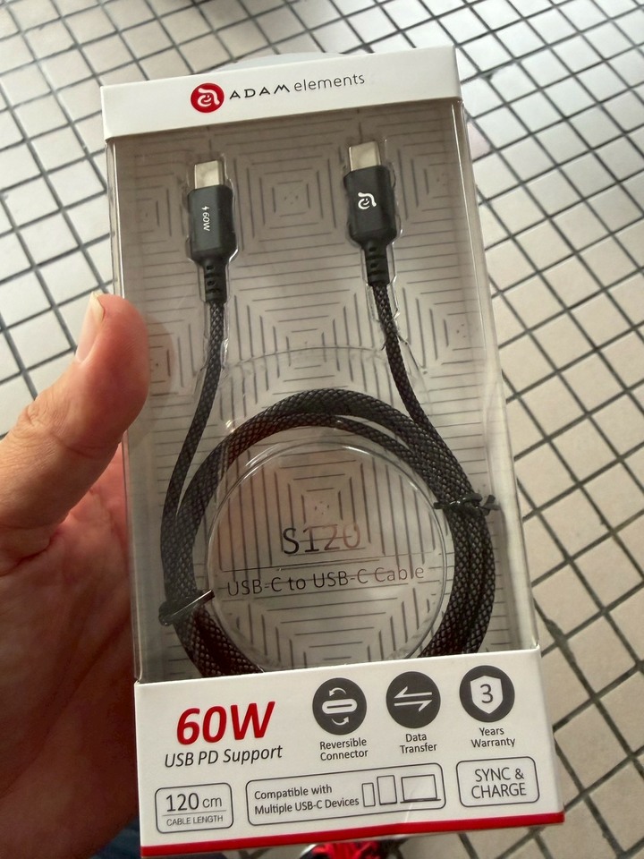 亞果S120 USB-C 對 USB-C 60W 編織充電傳輸線