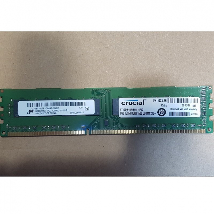 美光 Crucial 8GB DDR3 1600MHz 雙面顆粒桌上型電腦記憶體、1.5V 、已測試良品