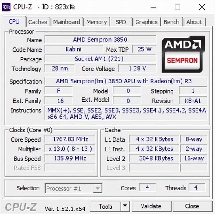 華碩AM1I-A 迷你-ITX 主機板+AMD四核心處理器+DDR3 8GB記憶體、內建HD8280顯示晶片、二手良品
