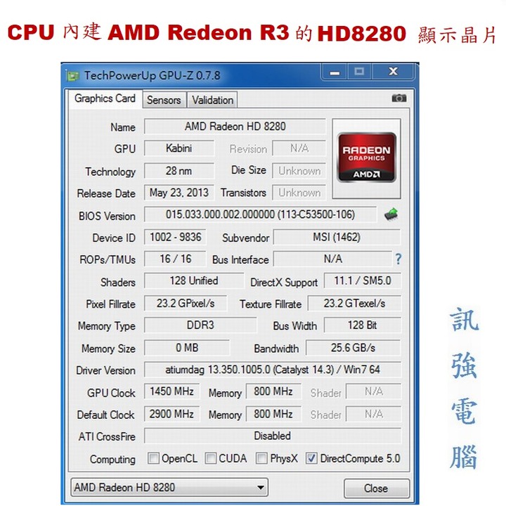 華碩AM1I-A 迷你-ITX 主機板+AMD四核心處理器+DDR3 8GB記憶體、內建HD8280顯示晶片、二手良品