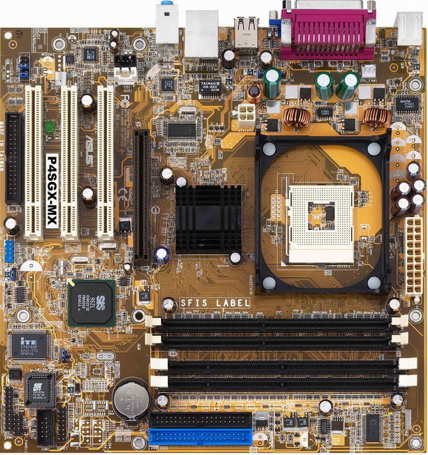 華碩P4SGX-MX 主機板、478腳位、DDR RAM、AGP顯示卡介面插槽、支援內顯、測試良品含檔板