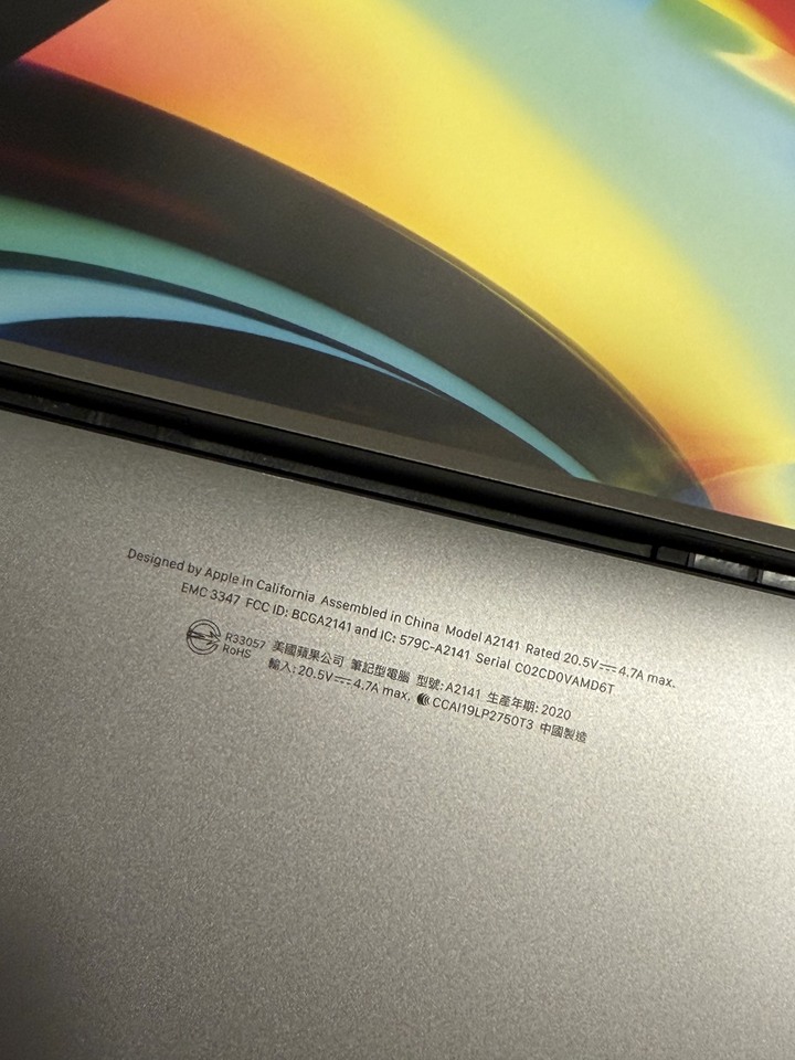 2020年 MacBook Pro 16吋 (末代頂規i9/32G/1TB)