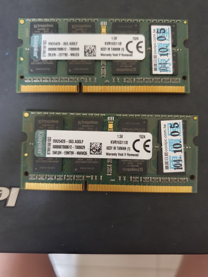 金士頓Kingston DDR3 1600 8GB 8G KVR16S11/8 終保/筆電記憶體
