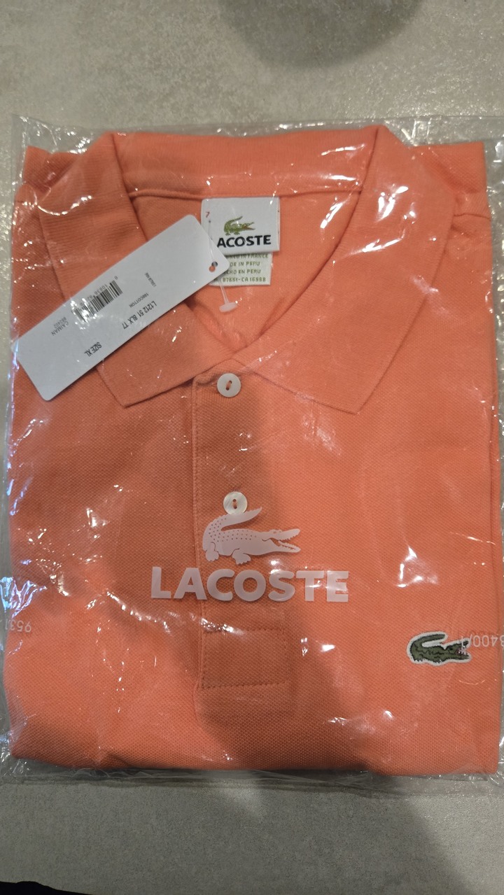 全新 Lacoste 橘色經典基本款 7號 XXL
