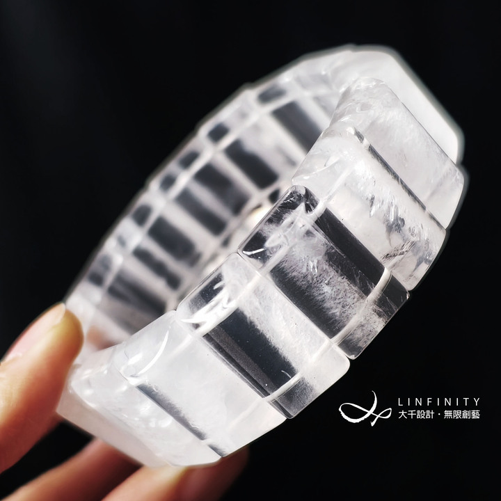 稀有 白幽靈水晶 水晶之王 淨體 彩虹光 寬手排 手鍊 單品 禮物
