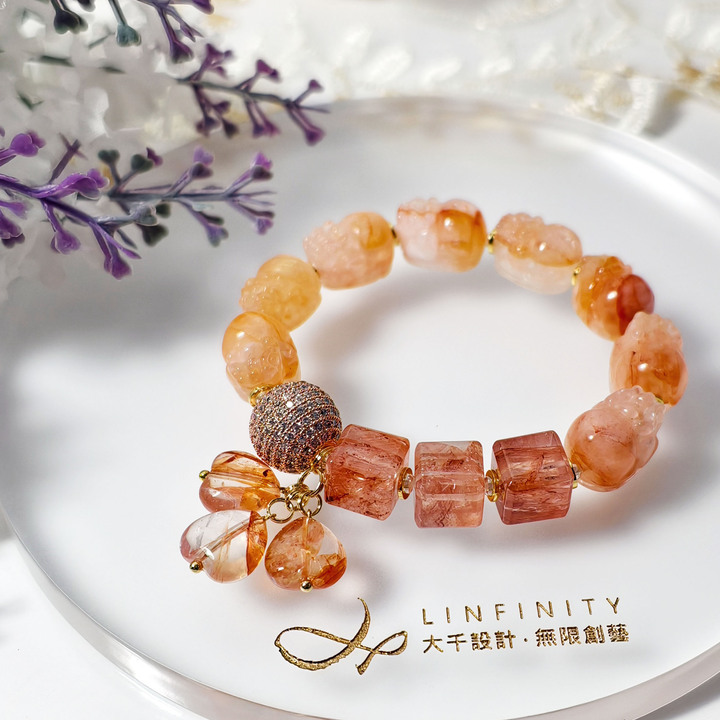 紅膠花水晶 貔貅 心想事成 紅運當頭 招財 光明 手鍊 單品 禮物