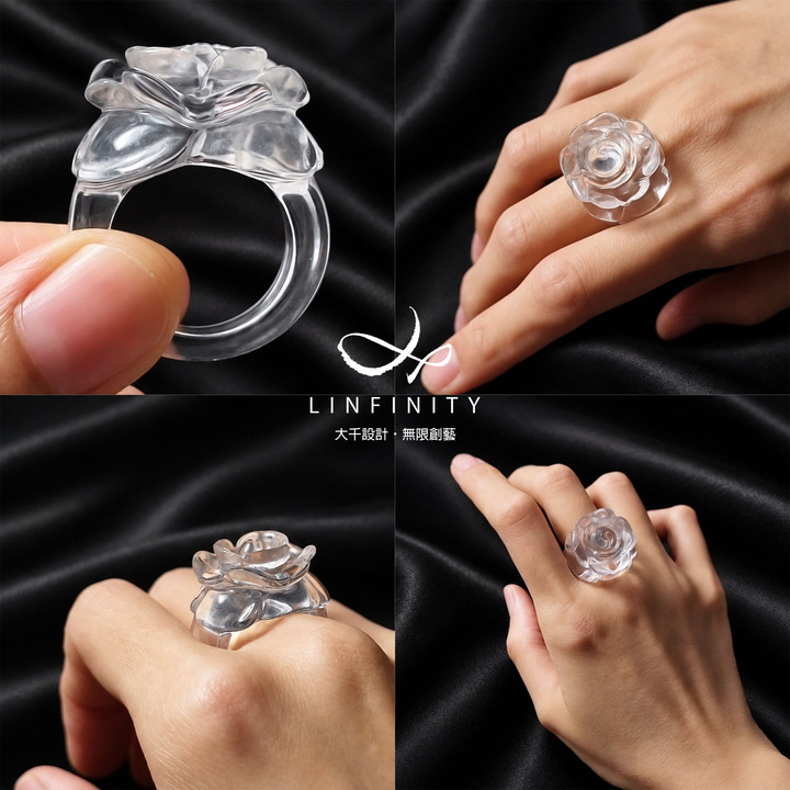 天然頂級白水晶 茶花 水晶之王 大寶石戒指 內徑19.5mm 單品 禮物