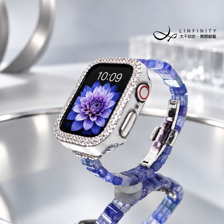 頂級 冰種 彩色 丹泉石 坦桑 Apple Watch 智慧手錶 寶石 錶帶