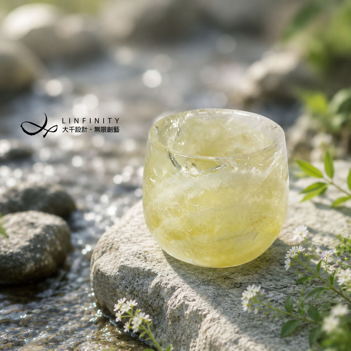 黃水晶 財富之石 招財 水晶杯 聚寶盆 擺件 紙鎮 收藏 單品 禮物