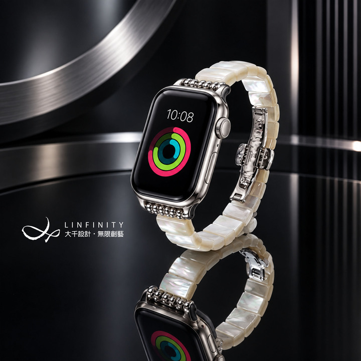 頂級 彩虹硨磲 貝 Android 智慧手錶 小米 Apple Watch 寶石 錶帶
