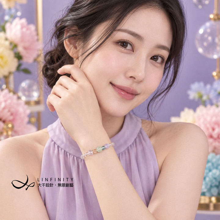 天然 彩虹 寶石 頂級 白水晶 五行 能量 七脈輪 手鍊 客製 禮物