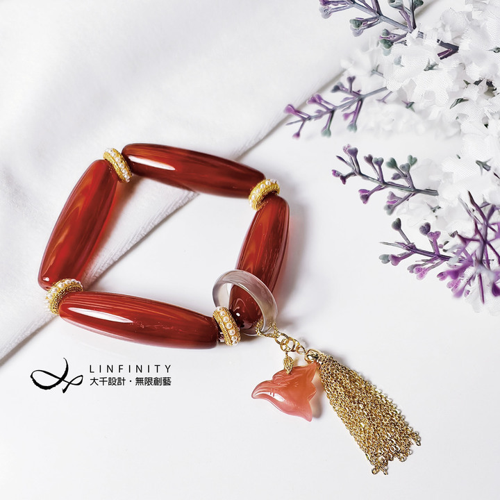 頂級紅瑪瑙 長珠 鷹首 戒環 紅運當頭 大展紅圖 手鍊 單品 禮物