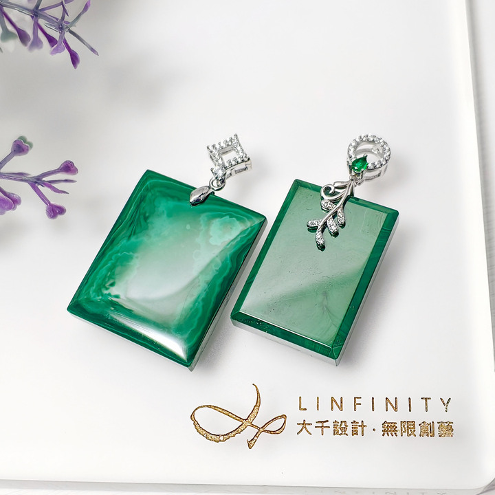 頂級天然 孔雀石 無飾牌 平安無事 幸運 招財 項鍊 墜 單品 禮物