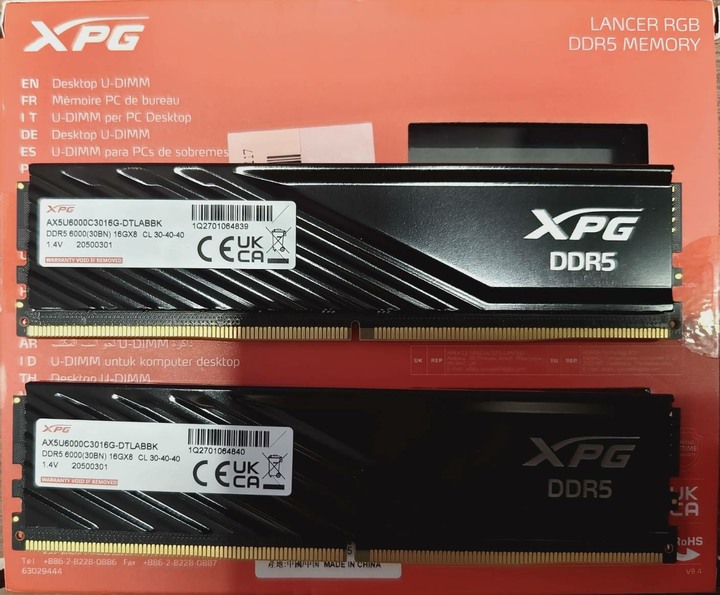 XPG DDR5 6000 32GB 記憶體(AX5U6000C3016G-DTLABBK)
