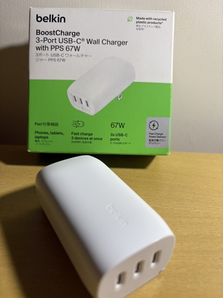 Belkin Type-C 3孔 PD 67W 充電器