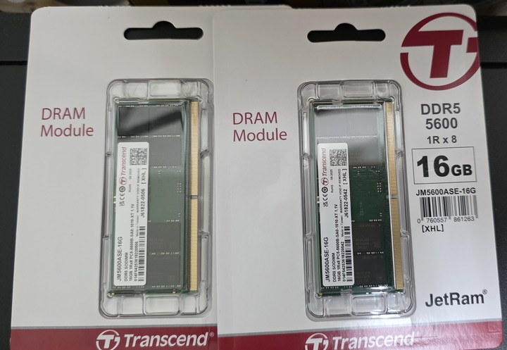 創見 JM5600ASE-16G DDR5-5600 16GBx2 筆記型記憶體