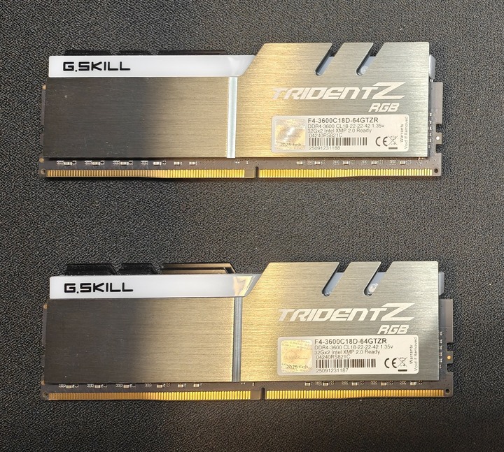 G.SKILL 芝奇 Trident Z RGB DDR4-3600 64GB (32GBx2) 雙通道記憶體