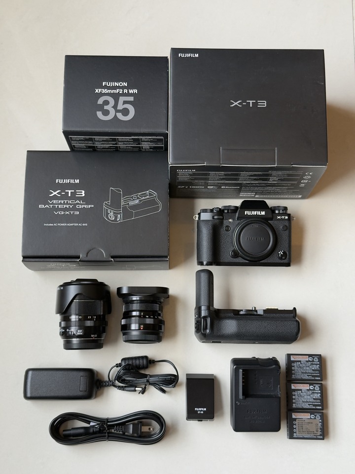 富士 Fujifilm X-T3 公司貨 微單眼相機 全配 XF 18-55mm + XF 35mm F2 R WR 鏡頭 + VG-XT3 原廠電池手把