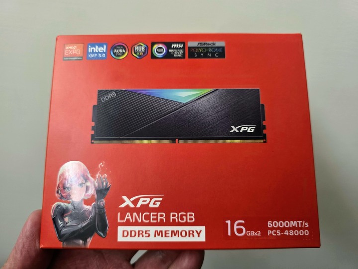 XPG LANCER RGB DDR5-6000 CL30 32G (16x2) 雙模 盒裝終保 海力士顆粒