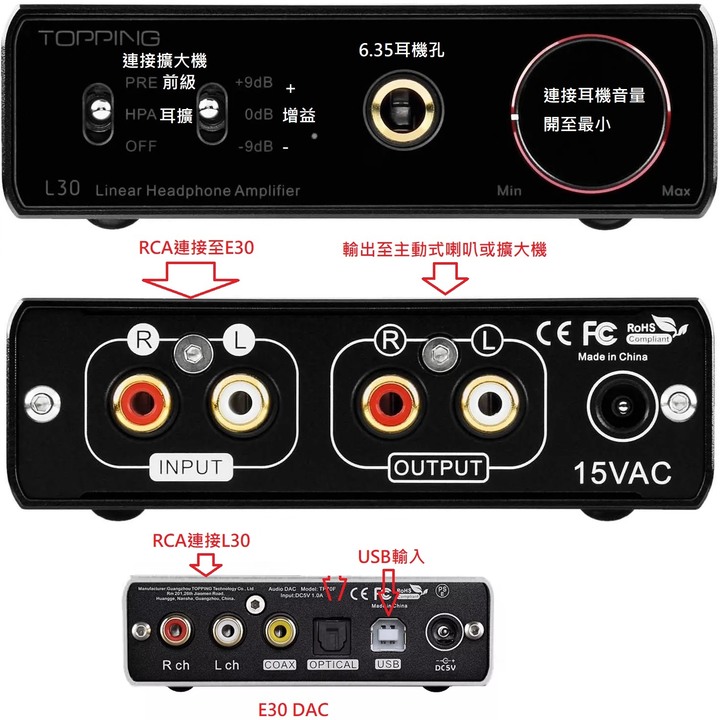 Topping E30 DAC + Topping L30 耳擴