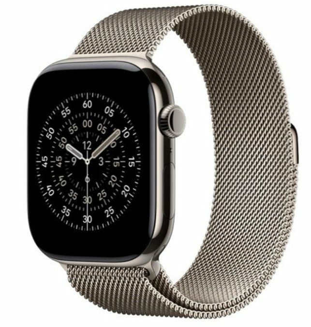 Apple Watch Series 11 GPS + LTE 46mm、42mm "原色鈦"金屬錶殼搭配 S/M"原色"米蘭錶環 NT$18,888