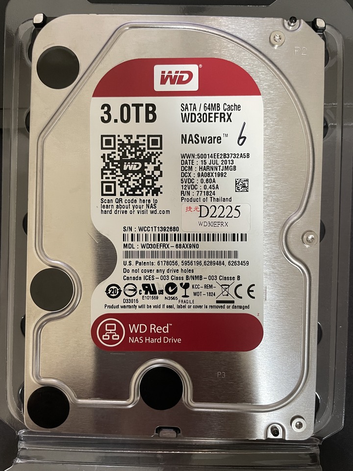 [全台/台中售]WD Red 3TB 3.5吋 紅標 NAS專用硬碟 7顆