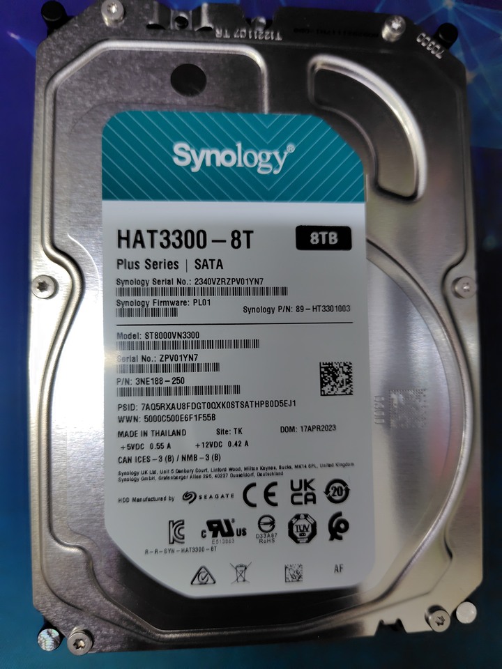 [全台/台中售] Synology 群暉 HAT3300 8TB PLUS系列 附健康度圖