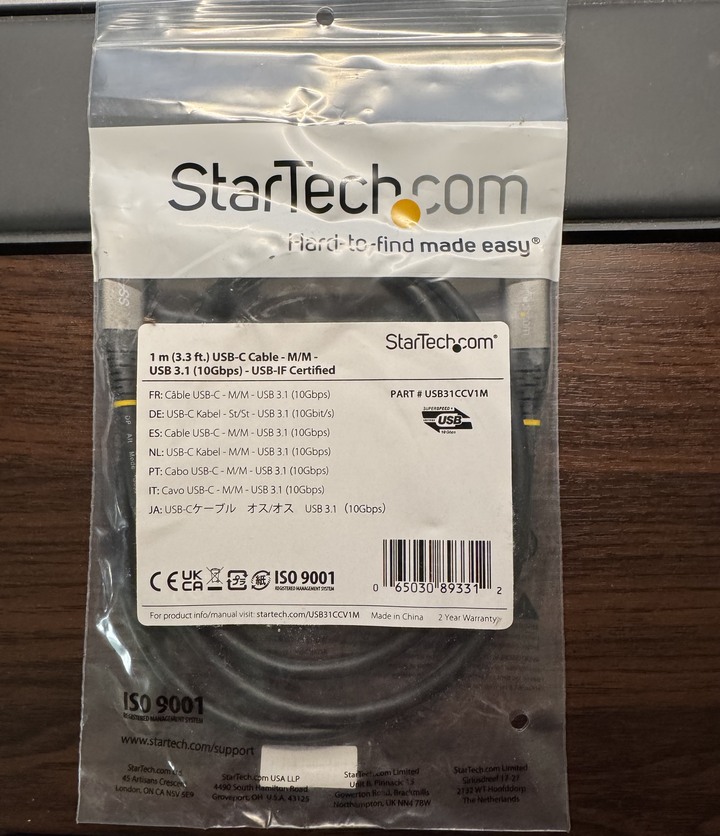 StarTech.com 1m USB 3.1 Gen2 Type-C to C 10Gbps 頂級屏蔽線 (工業級/高規滿血版)