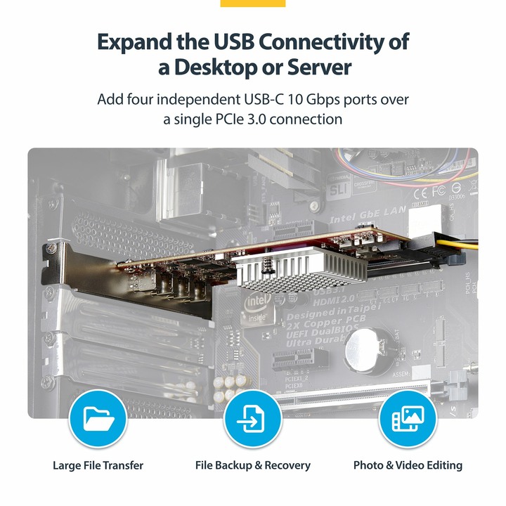 StarTech 4-Port, USB-C, 10Gbps PCIe, 4 獨立傳輸晶片 - 推薦的 Mac Pro PCIe 傳輸埠擴充卡