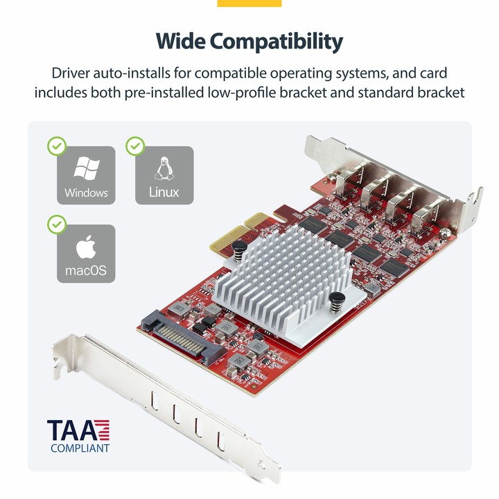 StarTech 4-Port, USB-C, 10Gbps PCIe, 4 獨立傳輸晶片 - 推薦的 Mac Pro PCIe 傳輸埠擴充卡