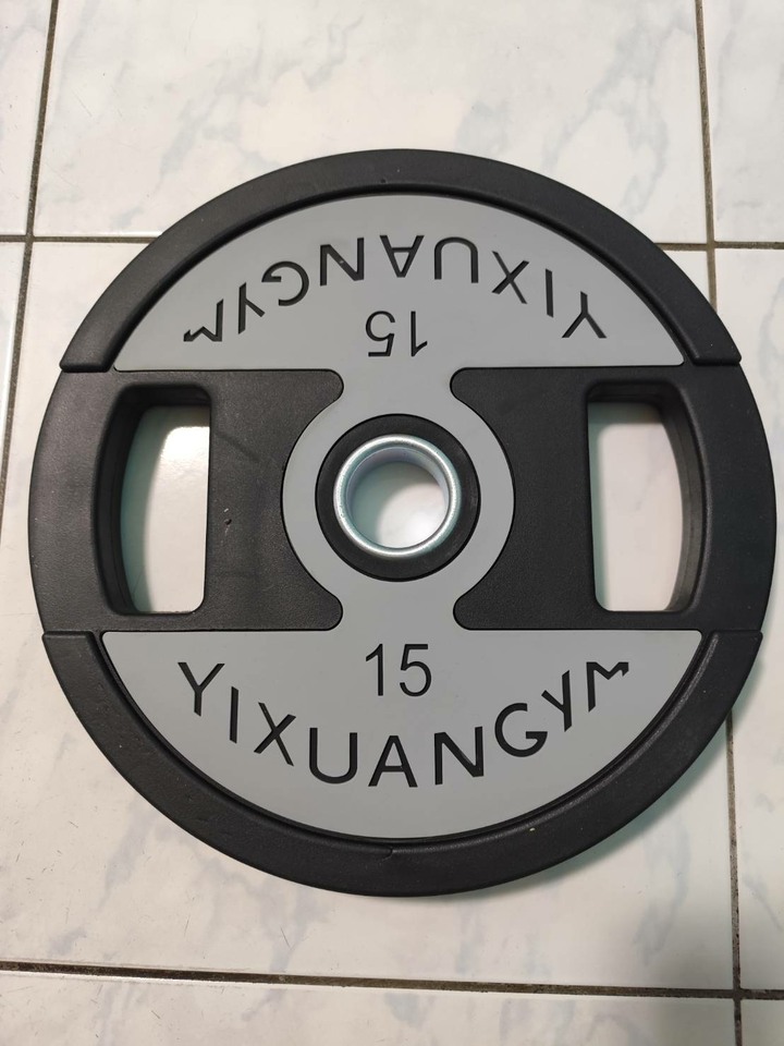 【限自取】大孔徑50mm包膠雙孔手握槓片 10KG＊1 15KG＊1【誠可議】