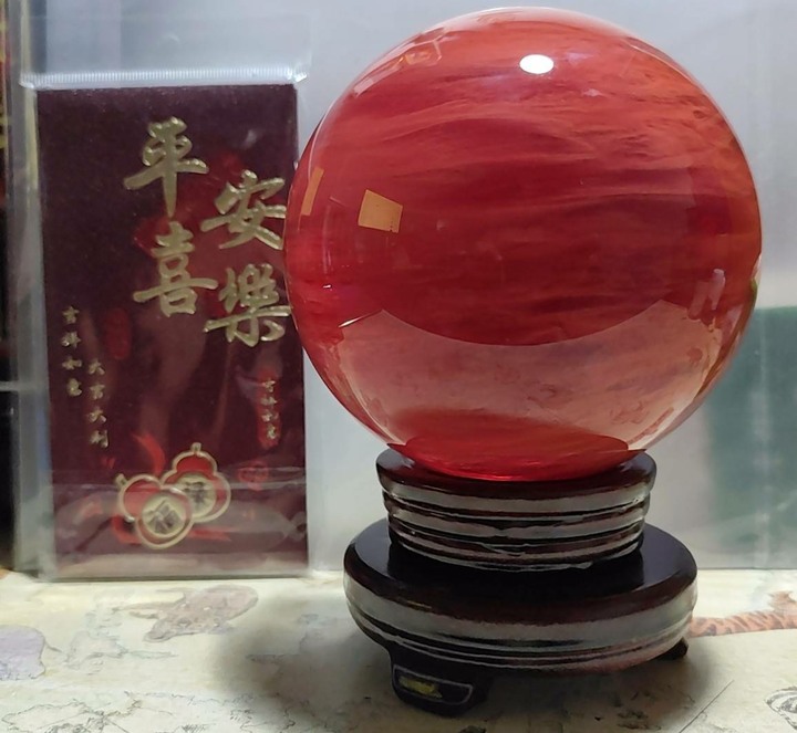 【限自取含贈品】【熔煉水晶】風水擺件 12cm 大紅水晶球【誠可議】