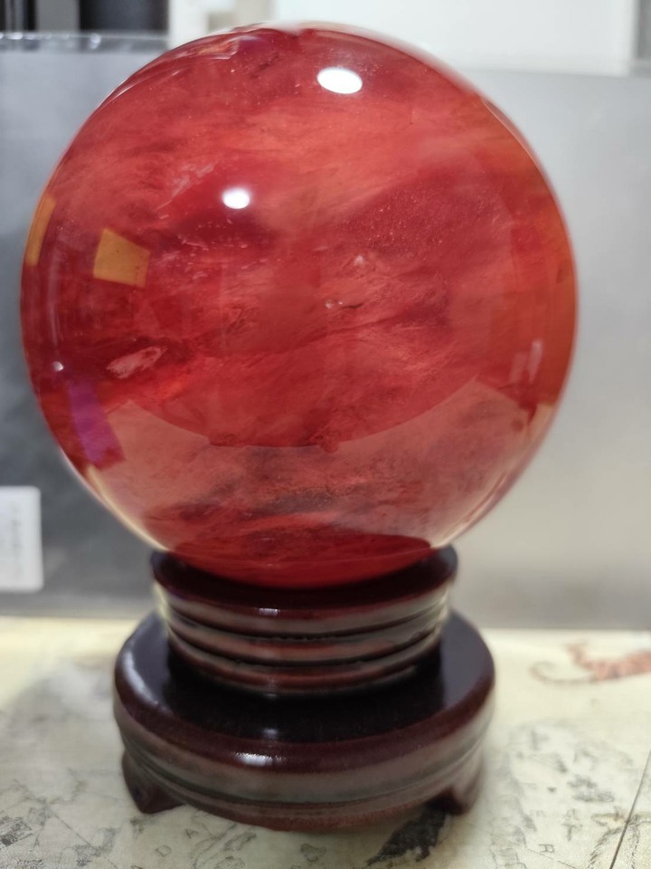 【限自取含贈品】【熔煉水晶】風水擺件 12cm 大紅水晶球【誠可議】
