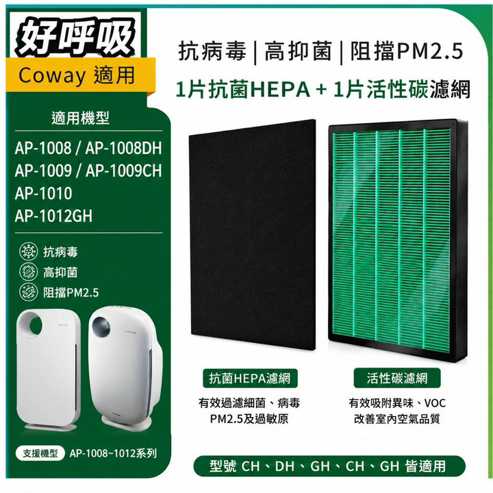 現貨免運Coway格威空氣清淨機濾網HEPA濾芯活性碳AP1008 AP1009CH AP1010 AP1012