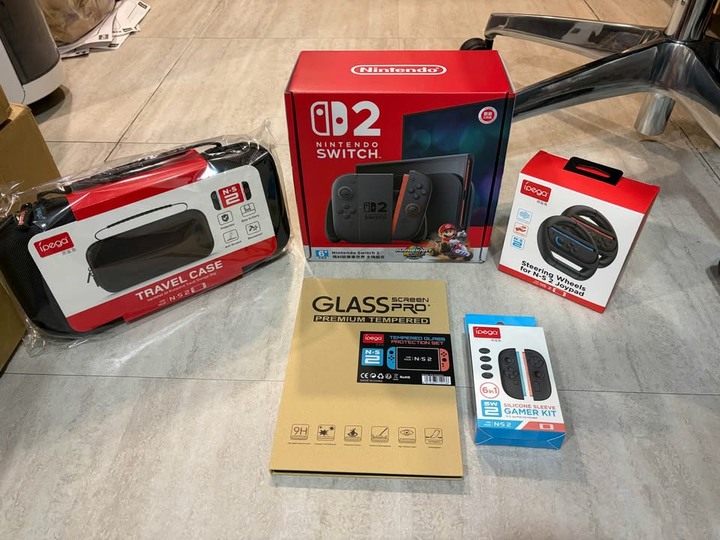 Nintendo 任天堂Switch 2 (NS2) 瑪利歐賽車世界 主機組合+收納包+保護貼+方向盤+類比套