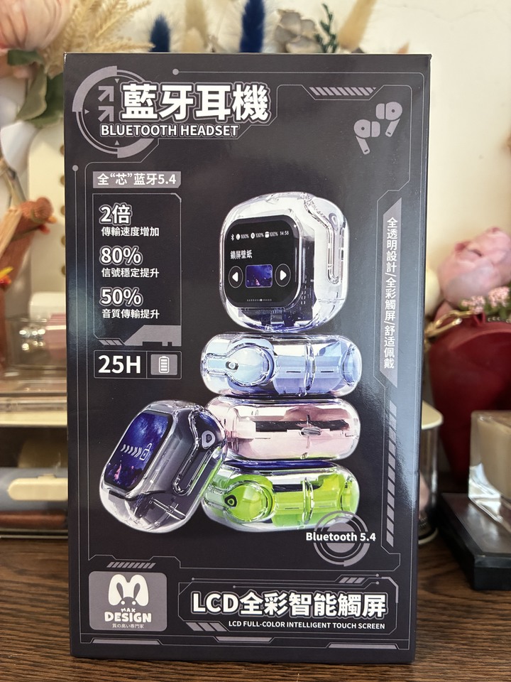 大螢幕防水藍芽運動耳機可顯示時間電量