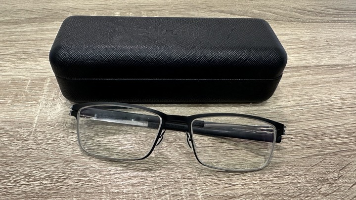 ic! berlin Ying 經典黑銀雙色 霧黑薄鋼方框眼鏡 近全新 (同 mykita lindberg 德國無螺絲)