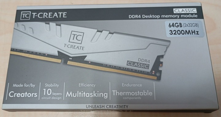Team 十銓 T-CREATE 創作者系列 CLASSIC 10L DDR4 3200 64GB(32Gx2) CL22 桌上型記憶體