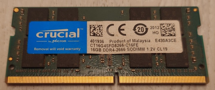 筆記型記憶體 美光 DDR4 2666 16G
