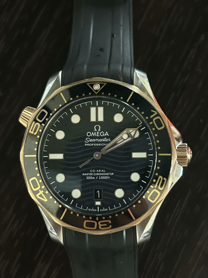 極美 Omega 海馬 300米 玫瑰金半金款