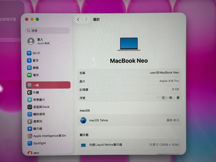 Apple MacBook Neo 13吋 A18 Pro/8G/512G 胭粉色 保固中