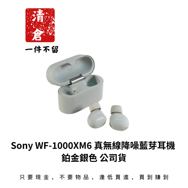Sony WF-1000XM6 真無線降噪藍芽耳機 鉑金銀色 公司貨